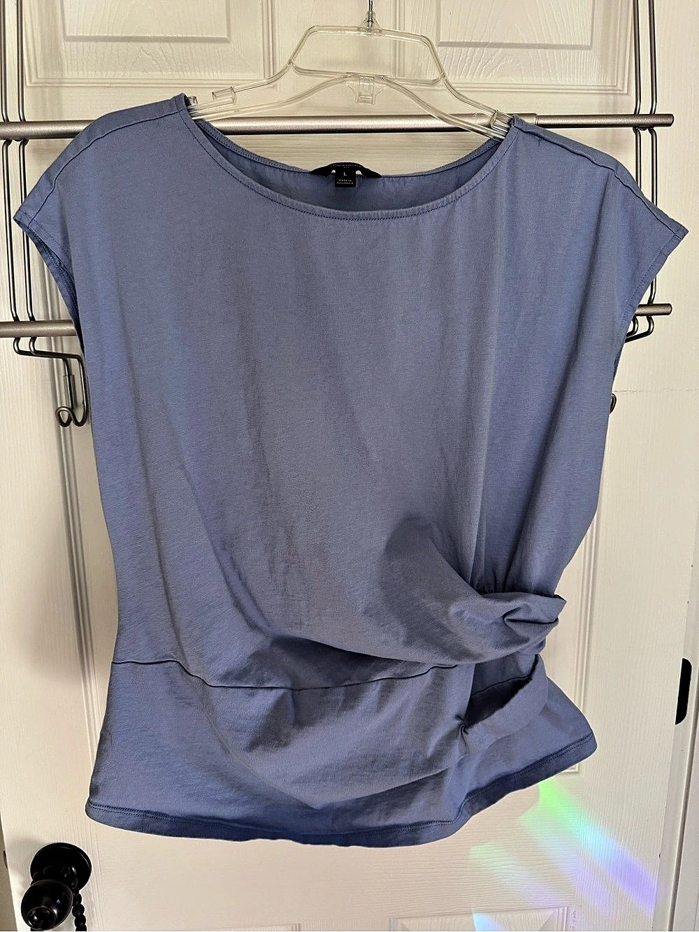 Banana Republic Factory Knot-Front Short Sleeve Top in Blue Size Large Like New